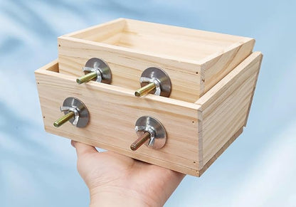 2 Pcs Guinea Pig Feeder Box, Wooden Small Animal Food Feeder, Hanging Rabbit Food Bowl, Small Animal Cage Accessories, Suitable for Rabbit Bunny Chinchilla Guinea Pig Hamster