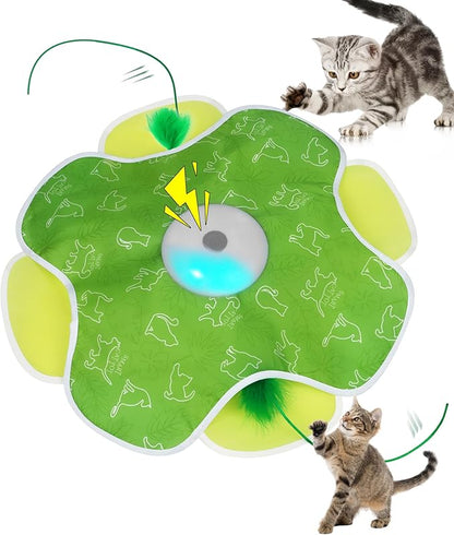Rechargeable Interactive Cat Toy, Cat Toys for Bored Indoor Adult Cats, 2 in 1 Hide and Seek Cat Toy with Motion Activated, Moving Concealed Feathers, Bored Adult Cats Wand Toy