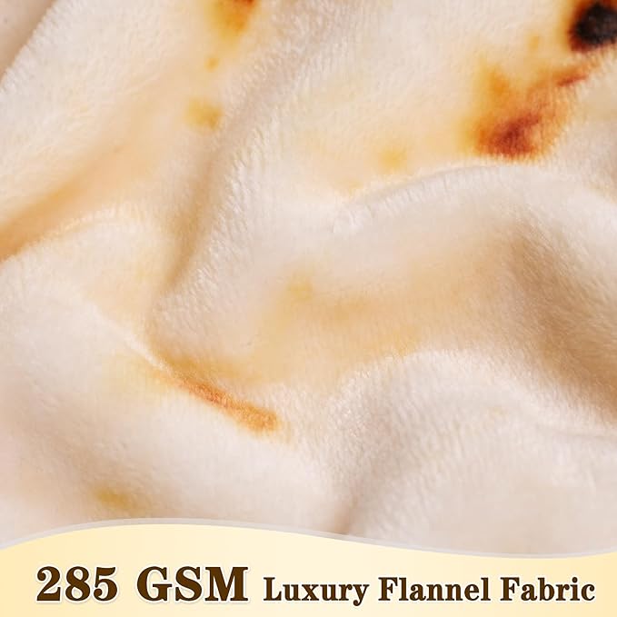 mermaker Burrito Tortilla Taco Blanket 60 inches for Adult Kids, Realistic Tortilla Throw Blanket Funny Gifts for Women Men Teen Boy Girl, Soft Flannel Food Blanket for Christmas Birthday Gifts-Beige