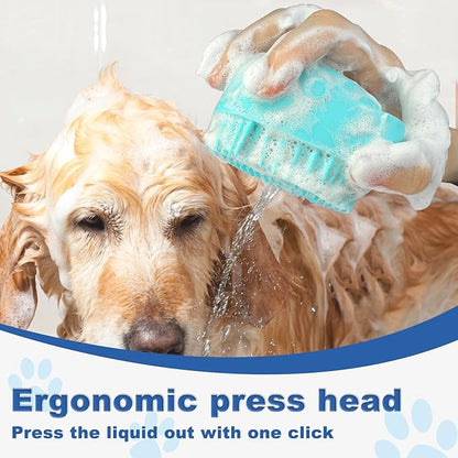 2PCS Dog Washing Gloves and Dog Shampoo Brush, Dog Bath Supplies Dog and Cat Bath Set