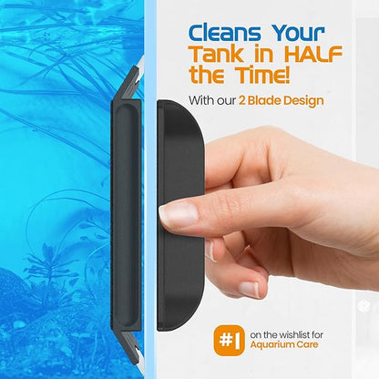 Flipper EDGE 2-in-1 Scrubber Scraper Floating Magnetic Fish Tank Aquarium Cleaner with DUAL BLADES - Efficient Glass & Acrylic Aquarium Cleaning Tools (Standard)