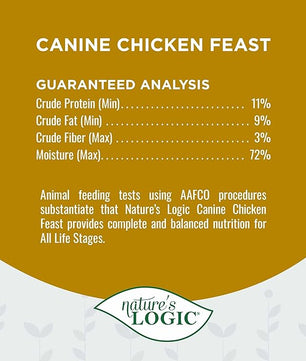 Nature's Logic Grain-Free Canned Dog Food - 95% Animal Proteins - 100% Natural Wet Dog Food Cans - No Common Allergens - All Life Stages - Ideal for Sensitive Dogs - Chicken (13.2 oz, 12 pack)