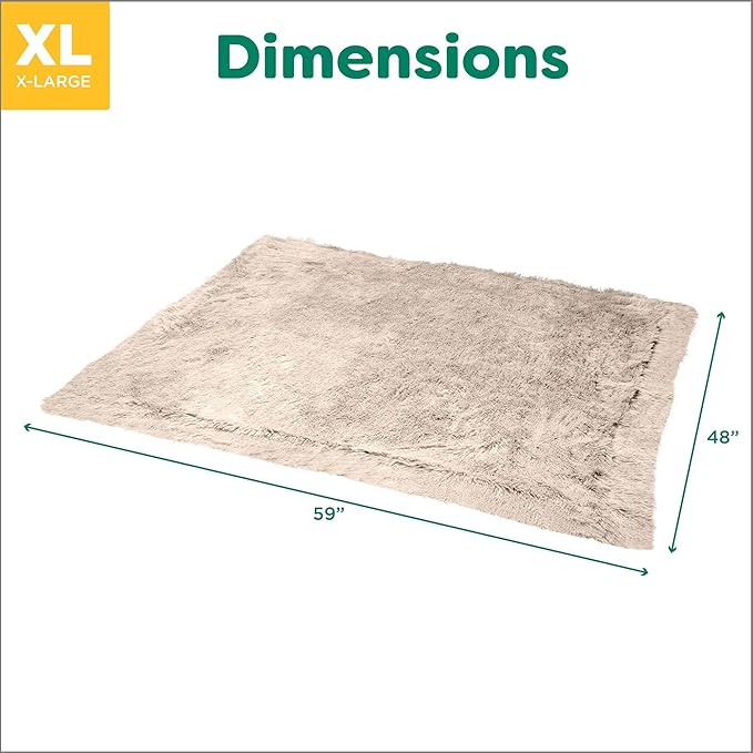 Furhaven Waterproof Throw Blanket for Dogs & Indoor Cats, Washable - Shaggy Plush Calming Long Faux Fur & Velvet Dog Blanket - Taupe, Extra Large/XL (Color May Vary)