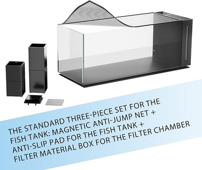 Ultra Clear Rimless Aquarium Tank Low Iron Glass Side Filtration + Anti-Jumping net (60Gal)