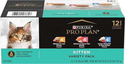 Purina Pro Plan High Protein Wet Kitten Food Variety Pack, DEVELOPMENT Kitten Favorites - (2 Packs of 12) 3 oz. Cans