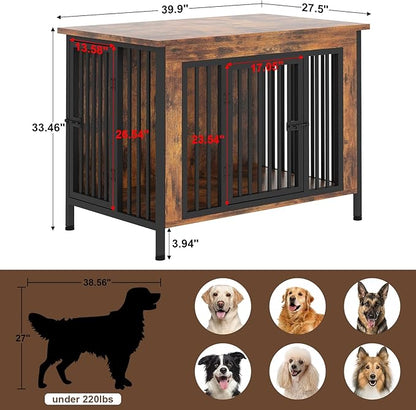EasyCom Dog Crate Furniture for 1 or 2 Dogs, Heavy Duty Single/Double Dog Crates for Small/Medium/Large Dogs, Dog Kennel Furniture Indoor as TV Stand, Large Size 39.96" L(35-60 Pounds), Brown