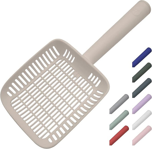 TypeC Cat Litter Scoop - Small Holes (0.11in) Big Size Scooper - Long Handle & Easy Cleaning - Hanger for Litter Box