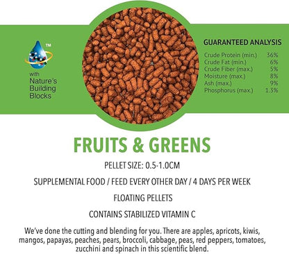 Microbe-Lift Fruits and Greens Floating Fish Food Sticks for Ponds, Water Gardens, and Fountains, Safe for Live Goldfish and Koi, 40 Pounds