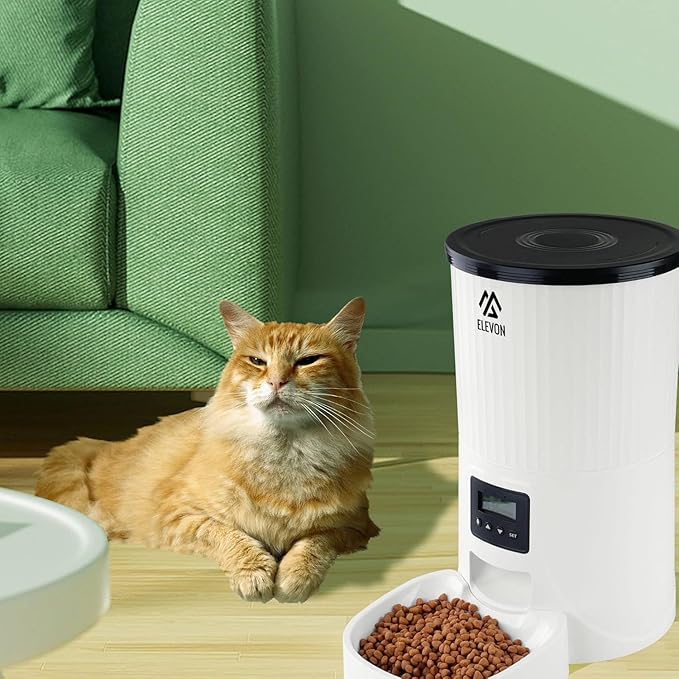 4L Automatic Cat Feeder – Programmable Dog & Pet Food Dispenser with 10s Voice Recorder, Portion Control, Desiccant Bag, Large Capacity for Small Large Pets, White