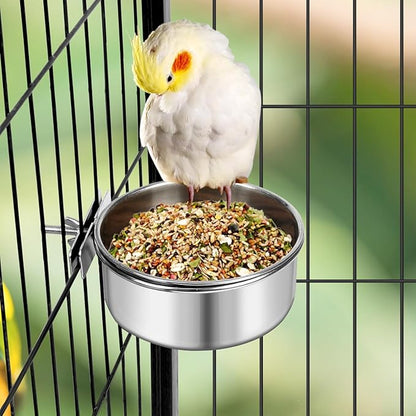 Dog Bowl Stainless Steel Dog Bowls Pet Hanging Food Water Bowl Cage Feeding Cup Feeder for Dogs Cats Rabbits Birds Small Animal (Medium (2pcs)