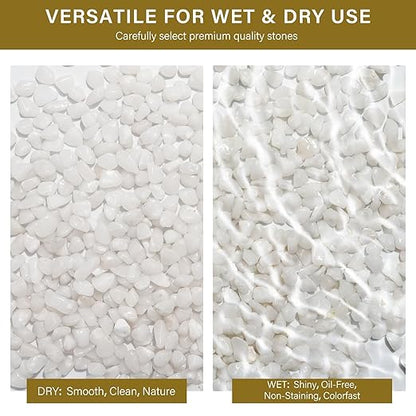 NUPICK 6 lbs Pebbles for Indoor Plants, 3/8 Inch Pea Gravel for Fish Tank, Polished Decorative Rocks for Succulent, Natural River Stones for Vases, Cactus, Landscaping, Bird Bath, Aquarium, White