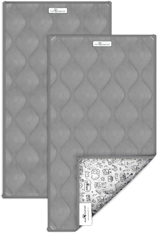 Paw Inspired Guinea Pig Cage Liners | Washable Fleece Bedding with Waterproof Bottom | Super Absorbent Pee Pad or Pet Bed Mat for Guinea Pigs, Ferrets, Rabbits, Hamsters, Small Animals (C&C 2x1, Gray)