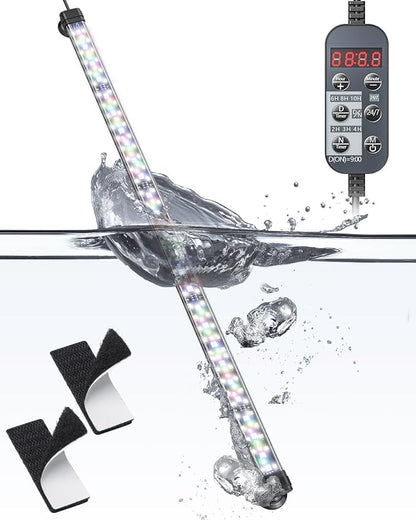 Pawfly 12W Aquarium LED Light 24 Inch 24/7 Fish Tank Light with Full Spectrum White Blue Red Green Lights Multi-Colored LEDs with D/N Mode Single Color Effects Timer and Adjustable Brightness