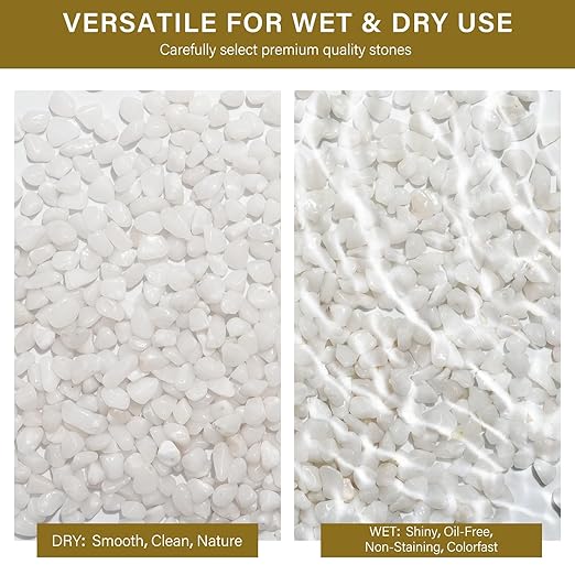 NUPICK 12 lbs Pebbles for Indoor Plants, 3/8 Inch Pea Gravel for Fish Tank, Polished Decorative Rocks for Succulent, Natural River Stones for Vases, Cactus, Landscaping, Bird Bath, Aquarium, White