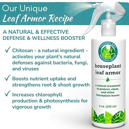 Leaf Armor Spray for Houseplants – Protects Against Fungal Leaf Spots, Bacteria, Pathogens & Yellowing | Natural & Non-Toxic Formula | Ready-to-Use | Made in USA – 8 oz