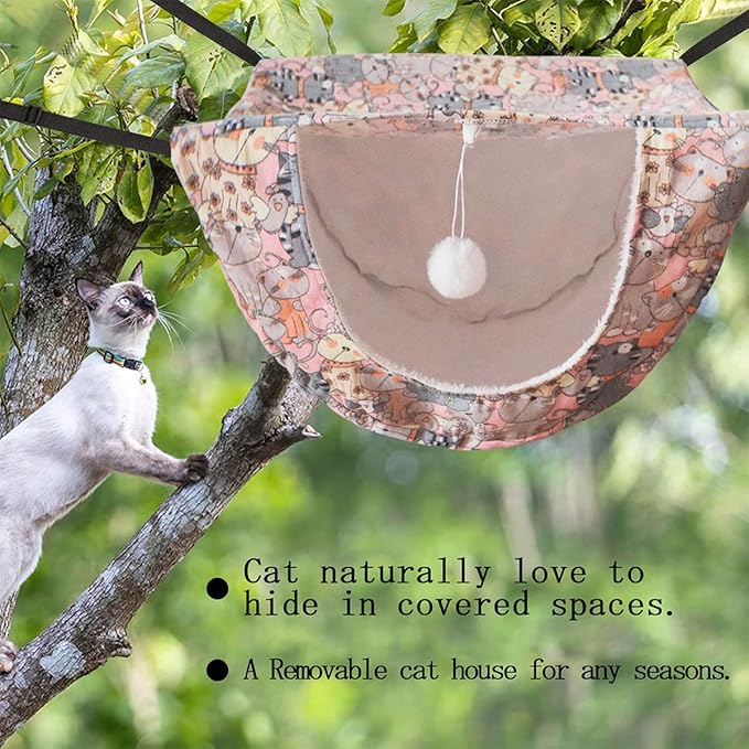 JSPYFITS Cat Cage Hammock,Double Layer Hanging Adjustable Soft Pet Bed Suitable for Kitten Ferret Puppy Rabbit or Small Pet,Hanging Bed for Pets,2 Level Indoor Bed for Any Season Pink Cat