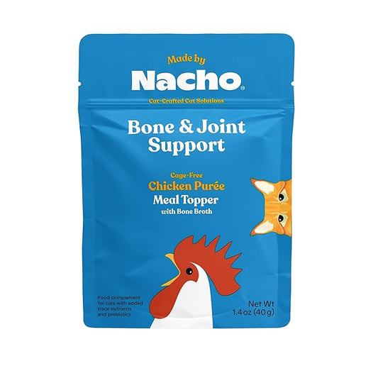 Made by Nacho Bone & Joint Support Meal Topper, Cage-Free Chicken Puree with Bone Broth, Cat Food Topper, Hydration and Flavor, Immune Support, 1.4 oz each, 36 Count