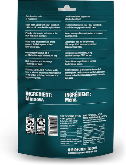 PureBites Freeze Dried Minnow Cat Treats 66g | 1 Ingredient | Made in USA