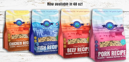 Freeze Dried Raw Dog Food, Beef Recipe, All Natural, No Synthetics, Made in USA with Goat's Milk & Organic Produce, High Protein, Complete Meal (48oz)