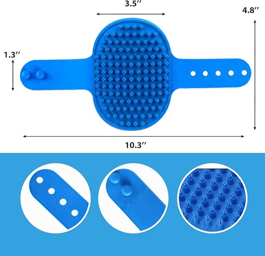 Ultra-Soft Pet Grooming Brush with Adjustable Ring - Ideal for Dogs & Cats of All Hair Types - Bath, Shower & Massage Tool (Blue, 1-Pack)