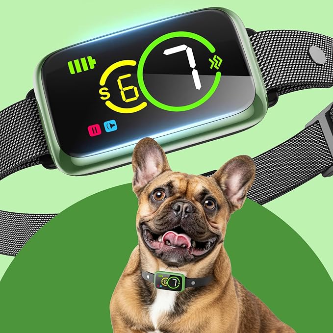 1S Stop Barking Smart Dog Bark Collar, Humane Anti Barking Device with Beep & Vibration, 7 Adjustable Sensitivity, Ultra-Light Bark Collar for Small Medium Large Dogs IP67 Waterproof Indoor Outdoor