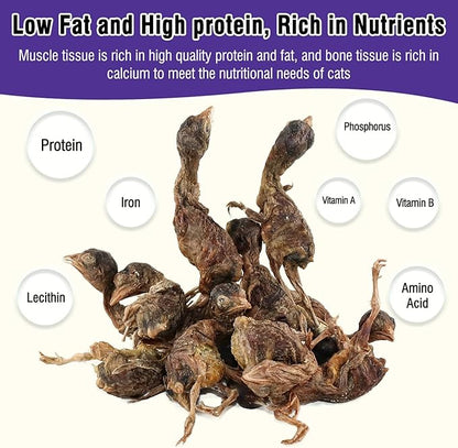 3.52oz/100g Freeze Dried Little Quail, Dogs Cats Treats with High Protein, Single Ingredient Pet Snacks, Healthy Tasty Dry Pet Food