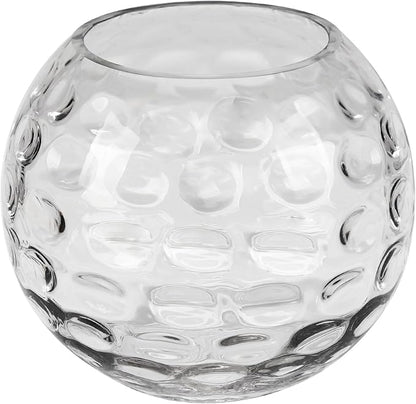 7.5" Dia Handmade Sturdy Dimpled Bubble Glass Vases, Bubble Planter Terrarium, Bud Vase, Fish Bowl Hurricane, Globe Flower Vase, Hurricane Candle Holder (7.5"x6.3", Bowl)