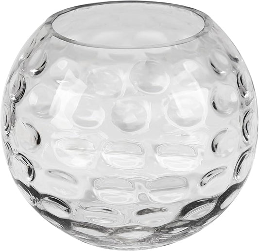 7.5" Dia Handmade Sturdy Dimpled Bubble Glass Vases, Bubble Planter Terrarium, Bud Vase, Fish Bowl Hurricane, Globe Flower Vase, Hurricane Candle Holder (7.5"x6.3", Bowl)