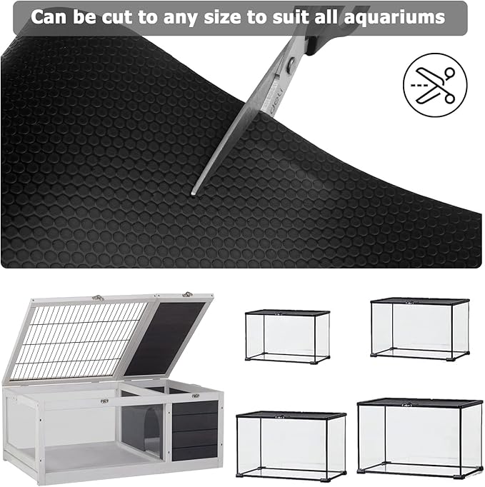 Reptile Mat Liner for 63 Gollon 68 Gollon 70 Gollon 81 Gollon Terrarium, Bearded Dragon Tank liners 20" Wide, Substrate flooring for Reptile Enclosure, Reptile Bedding Carpet for Leopard Gecko, Black