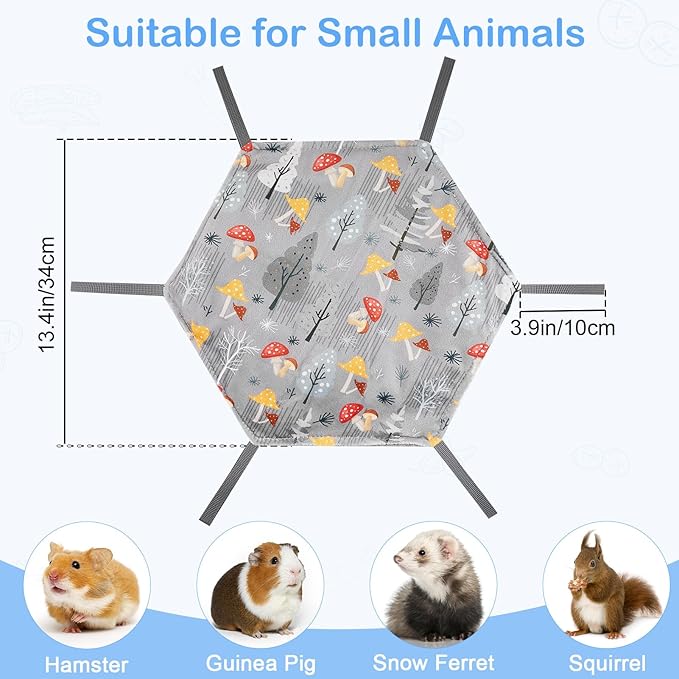 Glittme 3-Layer Ferret Hammock Soft Guinea Pig Hammock Washable Rat Hammock Hamster Cage Accessories Cozy Ferret Bed Toys for Small Animals Pet Sugar Glider