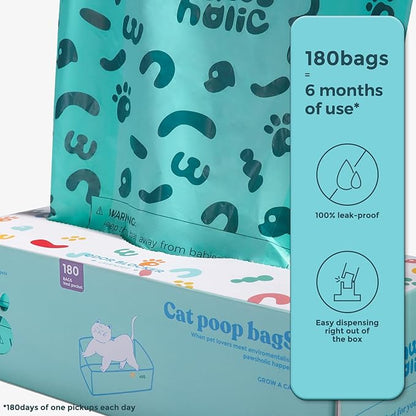 Cat Litter Disposal Bags and Dog Poop Bags with Handle, 360 Counts, Lavender Scented,Corn Starch Blend Extra Thick and Guaranteed Leak Proof Poop bags for Kitty and Doggy