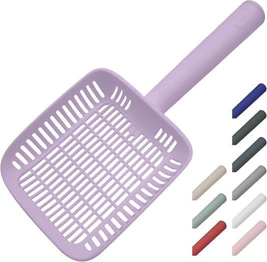 TypeC Cat Litter Scoop - Small Holes (0.11in) Big Size Scooper - Long Handle & Easy Cleaning - Hanger for Litter Box