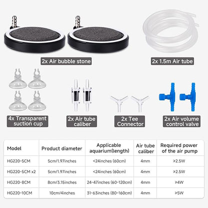 hygger Air Stone for Aquarium: Quiet High Dissolved Oxygen Diffuser Kit for Freshwater or Saltwater Fish Tank and Hydroponic Air Pump-Disc 2 x 2 Inch Air Bubble Stone 2 Packs