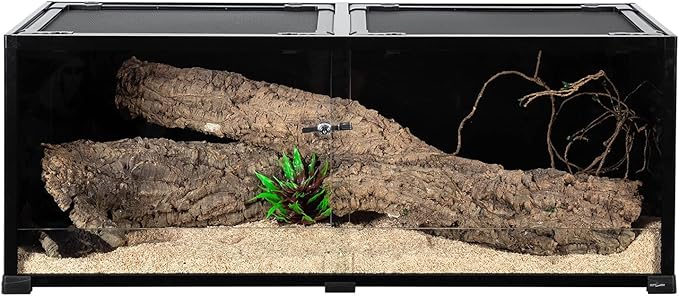 REPTI ZOO 68 Gallon Reptile Terrariums, 48" X 18" X 18" Reptiles Tanks Enclosure for Bearded Dragon Ball Python Snake, Black-Tinted ECO Glass Reptile Habitat with Sliding Door & Top Screen Ventilation