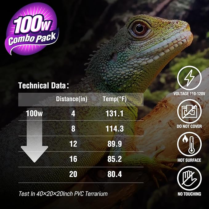 Leoterra 100W Reptile Tank Use Incandescent Night Black Heat Bulbs and 100w UVA Heat Lamp Bulbs Combo Pack E26 Base 110v Heat Lamp Bulbs for Leopard Gecko Bearded Dragon Heat lamp Long Service Life…