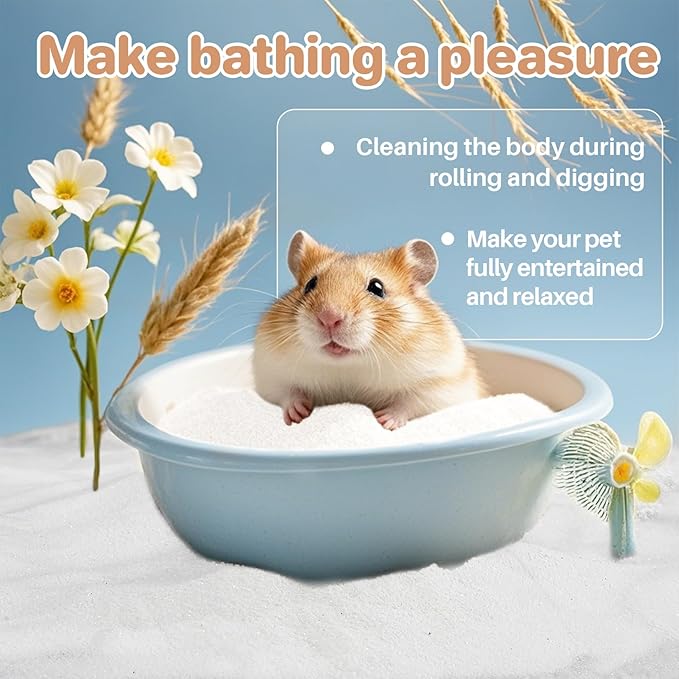 Sukh 14 OZ Hamster Sand Bath - Whit Fine Sand Hamster Bedding Reptile Silica Sand Gerbil Hideout for Hamster Chinchillas Gerbil Syrian Mice Small Animals Small Pets