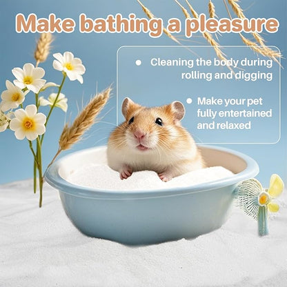 Sukh 14 OZ Hamster Sand Bath - Whit Fine Sand Hamster Bedding Reptile Silica Sand Gerbil Hideout for Hamster Chinchillas Gerbil Syrian Mice Small Animals Small Pets