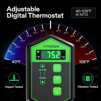VIVOSUN Reptile Heating Pad 8x18 Inch with Thermostat Combo Under Tank Terrarium Heating Mat for Turtles, Lizards, Frogs, and Other Reptiles