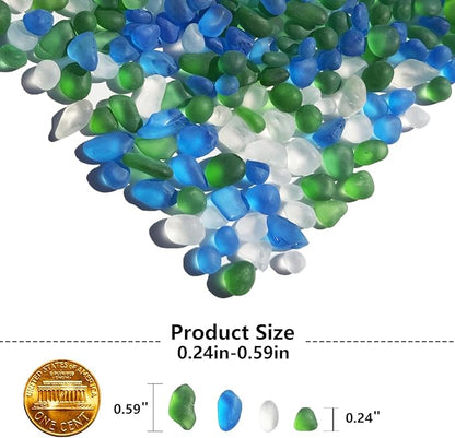 Sea Glass Stones - 0.9LB Frosted Glass Pebbles Gemstones - Perfect for Aquarium Rocks, Fish Tank Gravel, Vase Fillers, DIY Crafts, and Home Decor (Green, Aquamarine, White)
