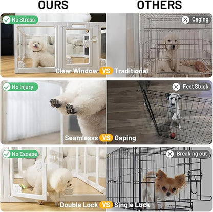 Acrylic Clear Dog Playpen Plastic Puppy Playpen Pet for Pig Indoor Transparent Foldable Fence Crate Kennel for Cat Rabbit Easy Assemble Preferable for Small Dogs (23.6“ Height, 12PCS)