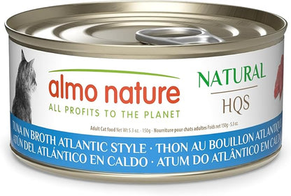 almo nature HQS Natural Wet Cat Food Tuna in Broth Atlantic Style, Grain-Free, 5.29 oz (Pack of 24)