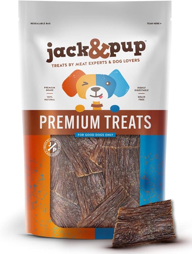 Jack&Pup Premium Dog Chews Bites, Healthy Dog Treats for Medium Dogs - All Natural Dog Treats Small Dogs, Single Ingredient Dog Treat for Puppies - Bully Sticks | Gullet Jerky (Gullet Bites - 24 oz)