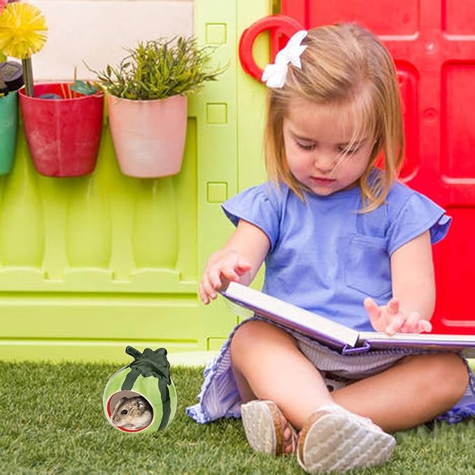 Hypeety Small Animal Hideout Ceramic House Critter Bath House Cave Mini Hut Cage for Hamster (Green)