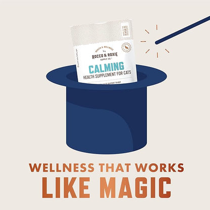 Rocco & Roxie Cat Calming Treats with Melatonin for Cats, Stress and Anxiety Relief, Keep Calm for Grooming, Travel, or Vet Visits, Aid Sleep with Organic Ashwagandha and GABA, Chicken Flavored Chews