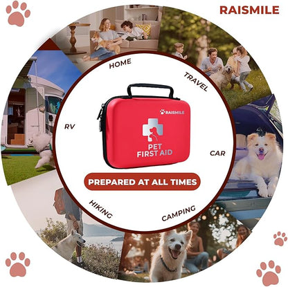 Dog First Aid Kit, Pet First Aid Supplies for Treat Dogs & Cats in an Emergency, Ideal for Use at Home, Outdoors, Traveling