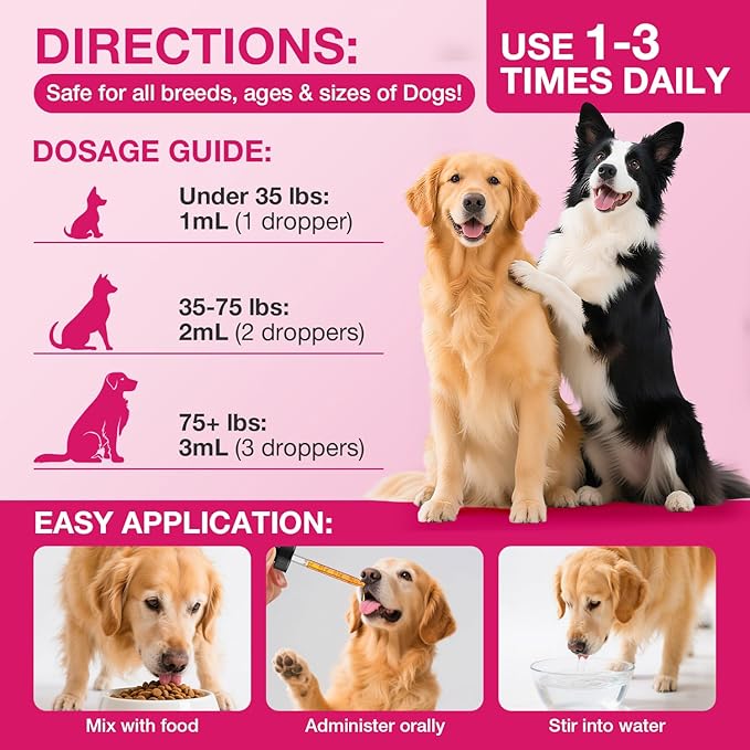 Flea & Tick Support for Dogs, Natural Dog Flea Liquid Drops, Flea & Tick Supplement with Vitamins & Fish Oil for Dogs