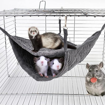 Large Ferret Hammock, Hanging Tunnel Bed for Cage Fit Rats Chinchilla - Grey