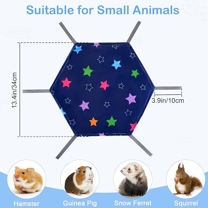 Glittme 3-Layer Ferret Hammock Soft Guinea Pig Hammock Washable Rat Hammock Hamster Cage Accessories Cozy Ferret Bed Toys for Small Animals Pet Sugar Glider