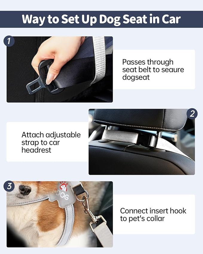 Medium Dog Car Seat for Medium Sized Dogs, Car Seat for Small Dogs with Side Zipper, Waterproof Dog Travel Booster in car with Storage Pockets Up to 25lbs, Memory Foam Filling for Max Support, Black