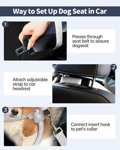 Medium Dog Car Seat for Medium Sized Dogs, Car Seat for Small Dogs with Side Zipper, Waterproof Dog Travel Booster in car with Storage Pockets Up to 25lbs, Memory Foam Filling for Max Support, Black